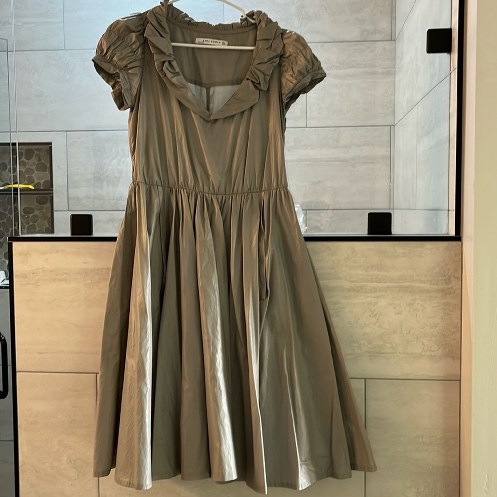 Zara retro 50s style cap sleeve dress with lapel and pockets